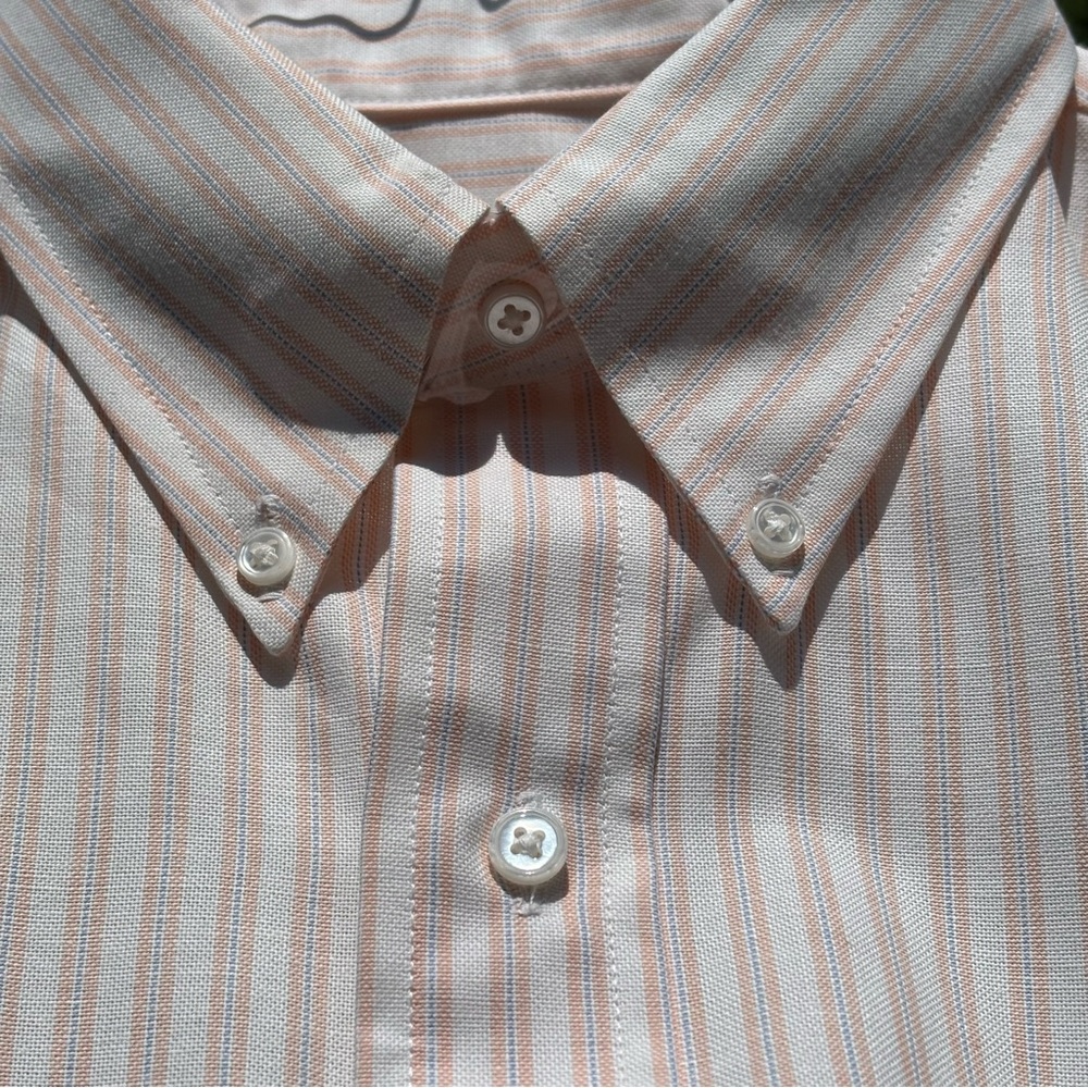 ARROW DOVER—VTG Short-Sleeve Shirt—Light Pink Stripes—Men’s 15.5—Made in USA—NWT